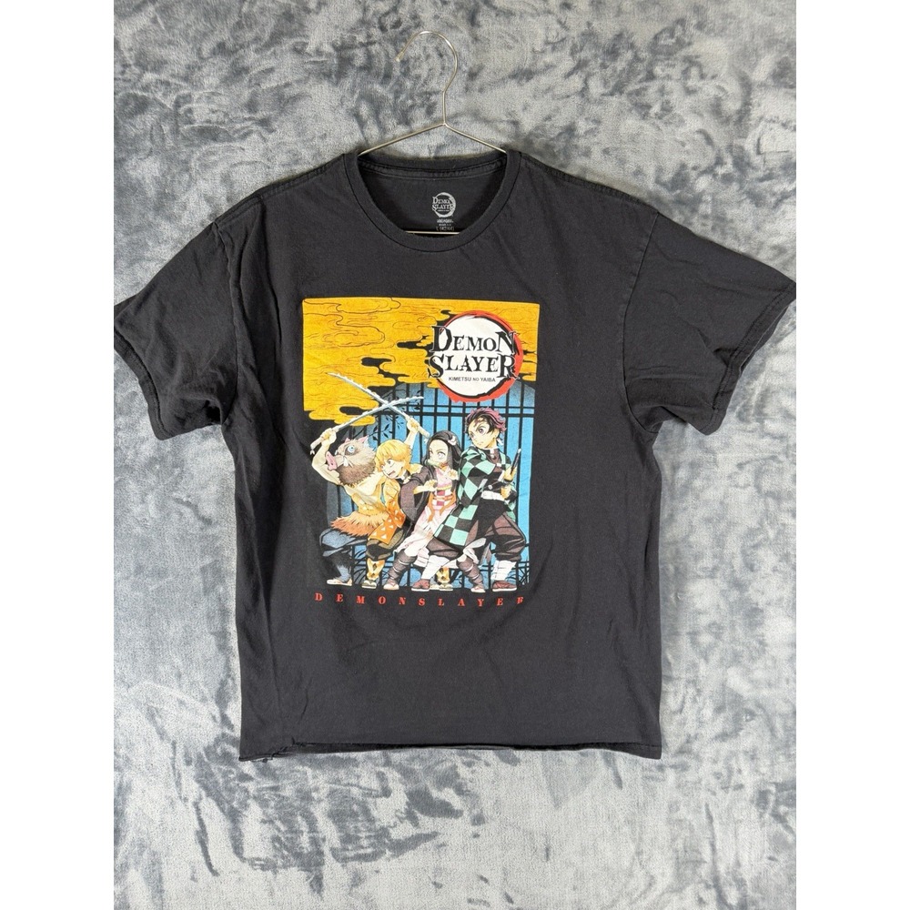Demon Slayer Kimetsu no Yaiba Black Graphic T-Shirt Size Large